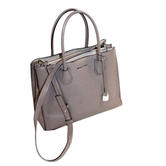 Michael Kors Mercer Gray Leather Convertible Structured Cross Body Satch… - Picture 2 of 10
